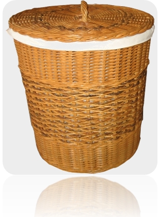 rattan hamper with linen